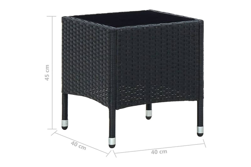 Havebord 40x40x45 cm Polyrattan Sort - Sort - Udendørs bænk & havebænk