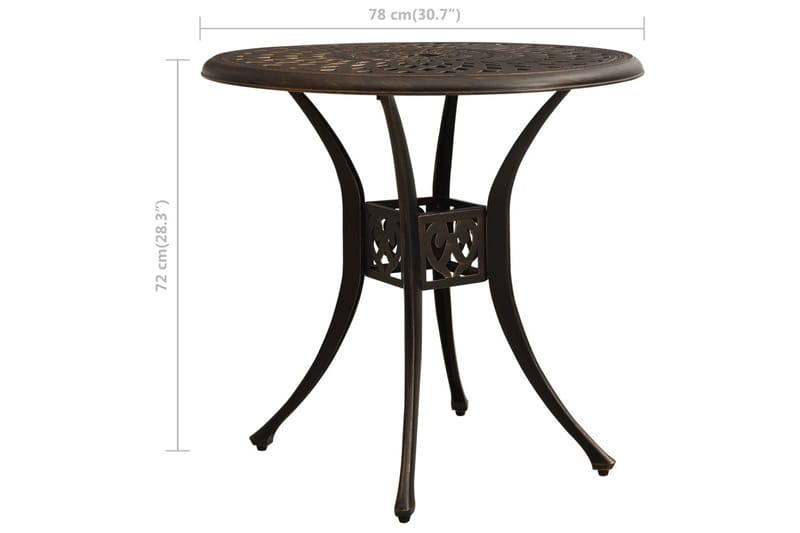 Havebord 78x78x72 cm Støbt Aluminium Bronzefarvet - Brun - Havemøbler - Havesofaer & bænke - Udendørs bænk & havebænk
