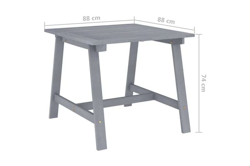 Havebord 88x88x74 cm massivt Akacietræ Grå - Grå - Udendørs bænk & havebænk