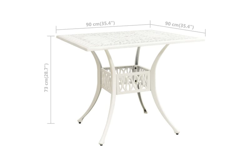 Havebord 90x90x73 cm Støbt Aluminium Hvid - Hvid - Havemøbler - Havesofaer & bænke - Udendørs bænk & havebænk