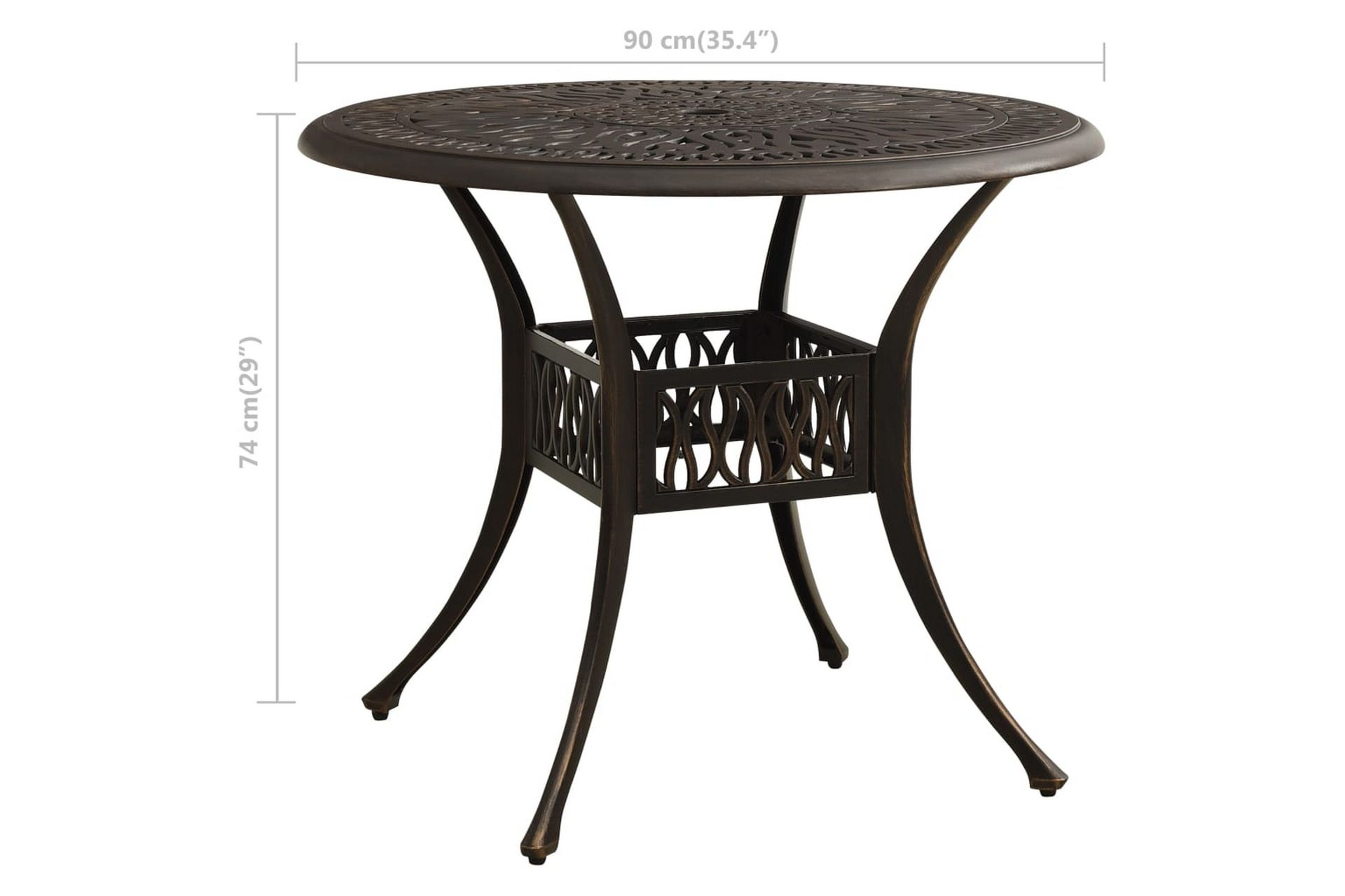 Havebord 90x90x74 cm Støbt Aluminium Bronzefarvet - Brun - Havemøbler - Havesofaer & bænke - Udendørs bænk & havebænk