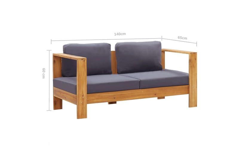 Havesofa med Hynder 140 cm Massivt Akacietræ Grå - Grå - Havemøbler - Havesofaer & bænke - Udendørs bænk & havebænk
