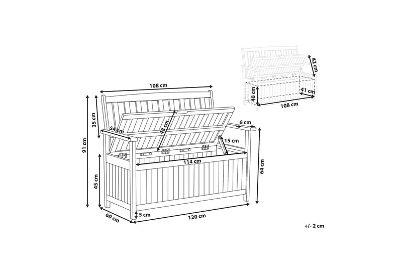 Jaraicejo Havebænk med Opbevaring - Brun - Havemøbler - Havesofaer & bænke - Udendørs bænk & havebænk