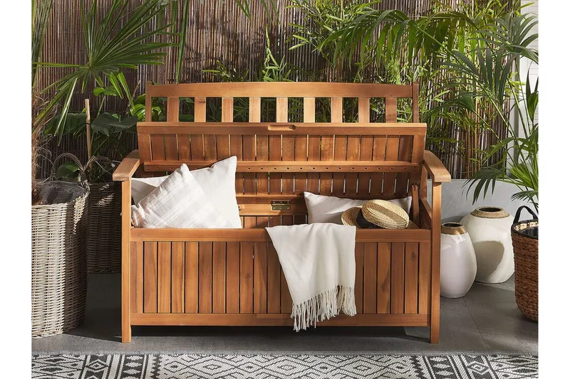 Jaraicejo Havebænk med Opbevaring - Brun - Havemøbler - Havesofaer & bænke - Udendørs bænk & havebænk