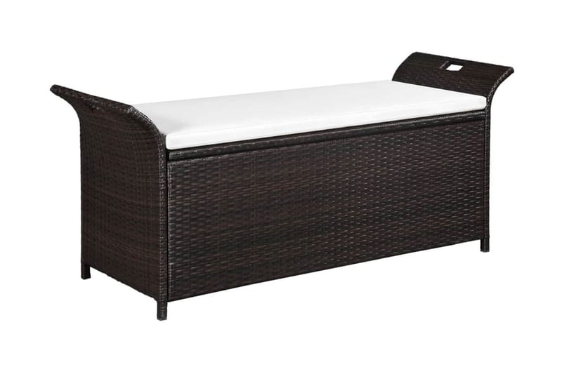 Opbevaringsbænk Med Hynde 138 Cm Polyrattan Brun - Brun - Havemøbler - Havesofaer & bænke - Udendørs bænk & havebænk