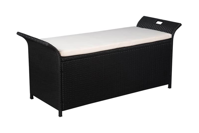 Opbevaringsbænk Med Hynde 138 Cm Polyrattan Sort - Sort - Havemøbler - Havesofaer & bænke - Udendørs bænk & havebænk