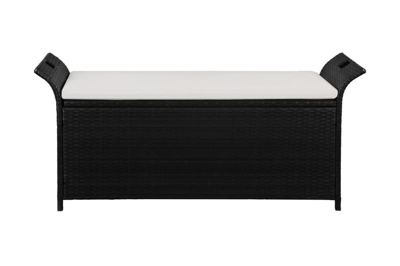 Opbevaringsbænk Med Hynde 138 Cm Polyrattan Sort - Sort - Havemøbler - Havesofaer & bænke - Udendørs bænk & havebænk