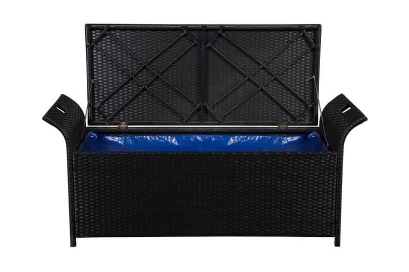 Opbevaringsbænk Med Hynde 138 Cm Polyrattan Sort - Sort - Havemøbler - Havesofaer & bænke - Udendørs bænk & havebænk