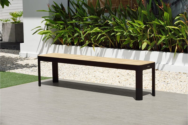 Portals Havebænk 182 cm - Sort/Træ - Havemøbler - Havesofaer & bænke - Udendørs bænk & havebænk