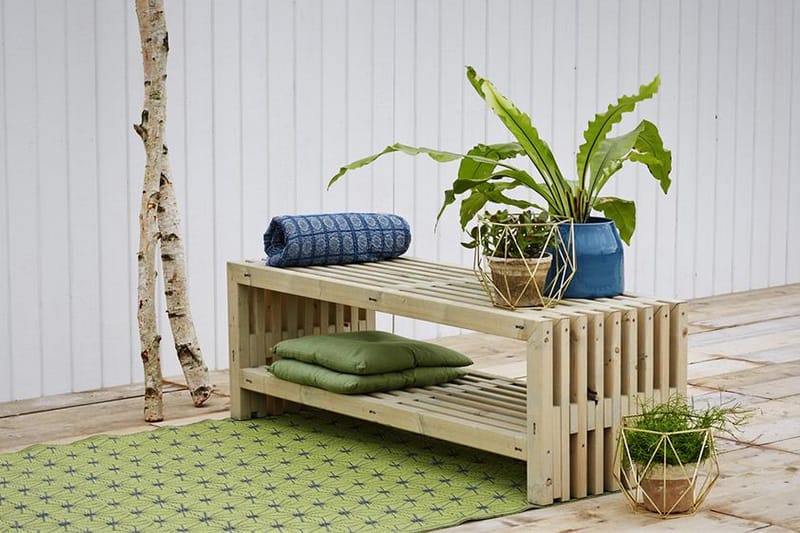 Rustik træbænk Design 138x49x45cm m/hylde - Havemøbler - Havesofaer & bænke - Udendørs bænk & havebænk
