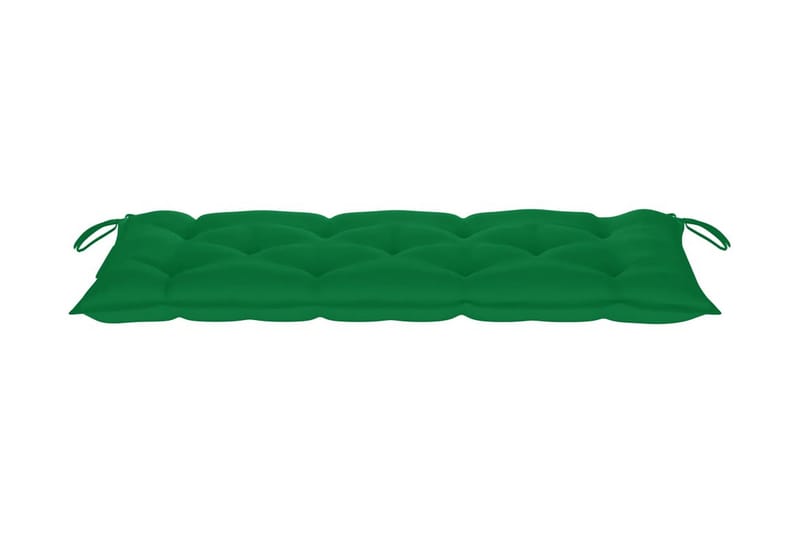 Batavia-bænk med grøn hynde 120 cm massivt teaktræ - Grøn - Udendørs bænk & havebænk
