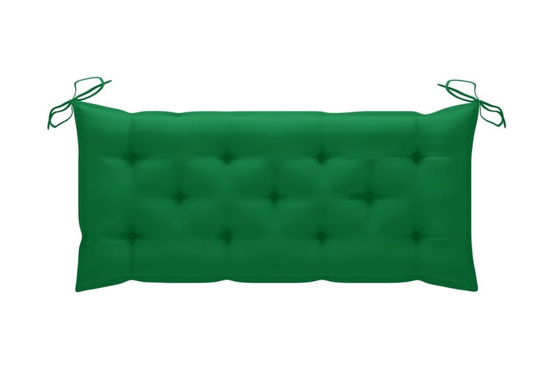 Batavia-bænk med grøn hynde 120 cm massivt teaktræ - Grøn - Udendørs bænk & havebænk