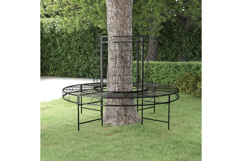 beBasic bænk til træ Ã˜137 cm rund stål sort - Sort - Udendørs bænk & havebænk