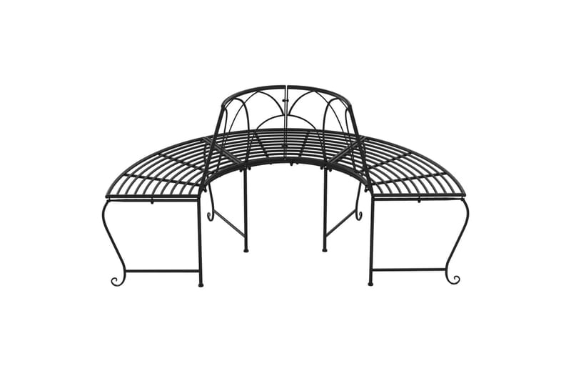 beBasic bænke til træ 2 stk. Ã˜159 cm halvrund stål sort - Sort - Udendørs bænk & havebænk