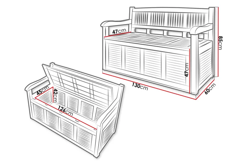 Cliffwyn Udendørsbænk med opbevaring - Grå - Havemøbler - Havesofaer & bænke - Udendørs bænk & havebænk