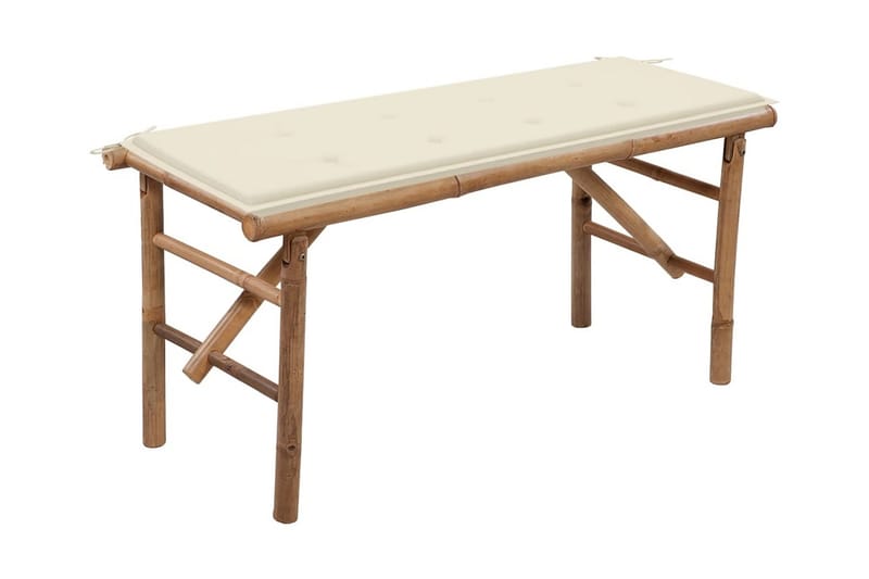 Foldbar Havebænk Med Hynde 118 cm Bambus - Brun - Havemøbler - Havesofaer & bænke - Udendørs bænk & havebænk