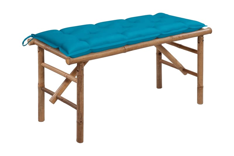 Foldbar Havebænk Med Hynde 118 cm Bambus - Brun - Havemøbler - Havesofaer & bænke - Udendørs bænk & havebænk