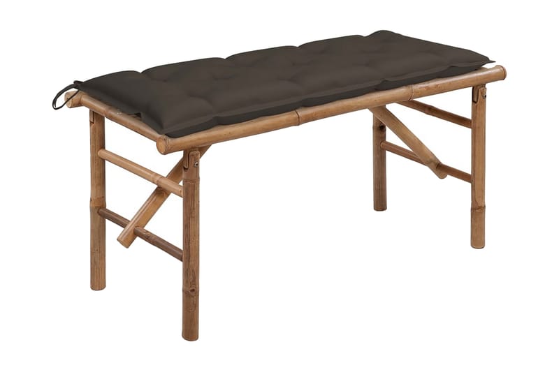 Foldbar Havebænk Med Hynde 118 cm Bambus - Brun - Havemøbler - Havesofaer & bænke - Udendørs bænk & havebænk