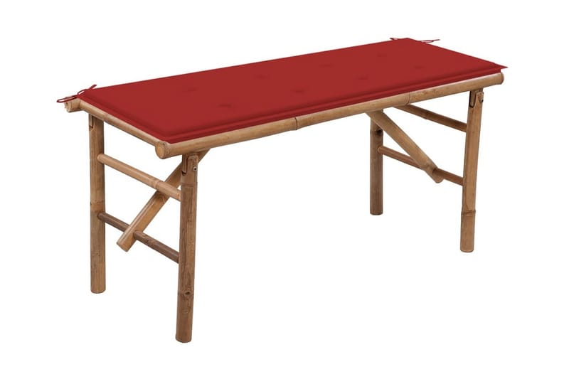 Foldbar Havebænk Med Hynde 118 cm Bambus - Brun - Havemøbler - Havesofaer & bænke - Udendørs bænk & havebænk