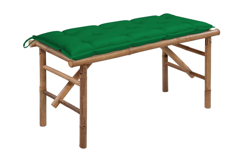 Foldbar Havebænk Med Hynde 118 cm Bambus - Brun - Havemøbler - Havesofaer & bænke - Udendørs bænk & havebænk