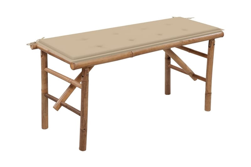 Foldbar Havebænk Med Hynde 118 cm Bambus - Brun - Havemøbler - Havesofaer & bænke - Udendørs bænk & havebænk