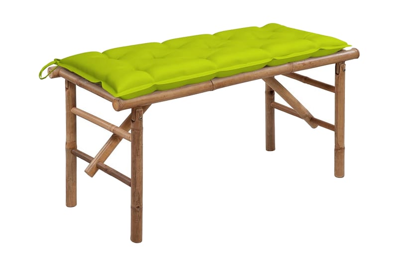 Foldbar Havebænk Med Hynde 118 cm Bambus - Brun - Havemøbler - Havesofaer & bænke - Udendørs bænk & havebænk
