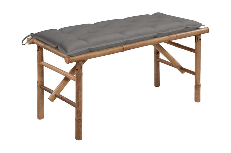 Foldbar Havebænk Med Hynde 118 cm Bambus - Brun - Havemøbler - Havesofaer & bænke - Udendørs bænk & havebænk