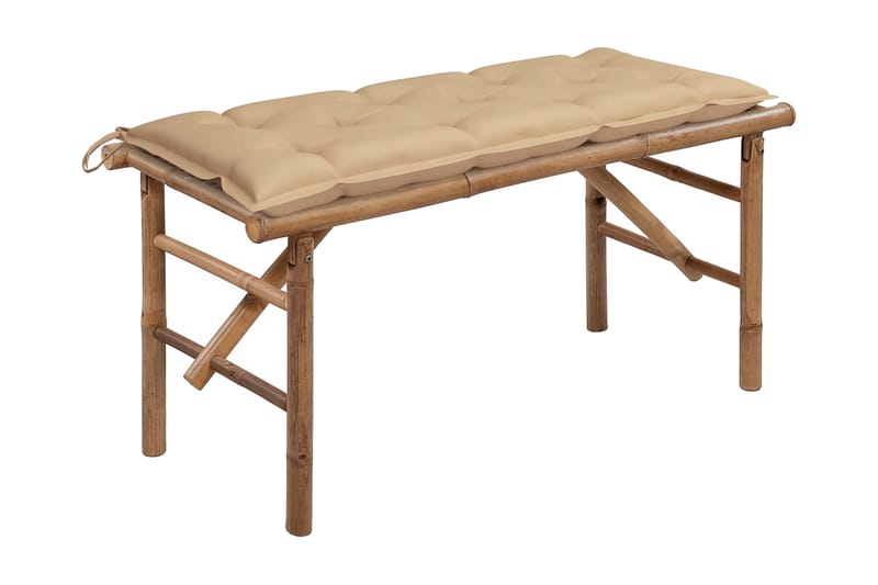 Foldbar Havebænk Med Hynde 118 cm Bambus - Brun - Havemøbler - Havesofaer & bænke - Udendørs bænk & havebænk