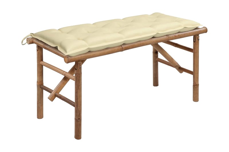 Foldbar Havebænk Med Hynde 118 cm Bambus - Brun - Havemøbler - Havesofaer & bænke - Udendørs bænk & havebænk