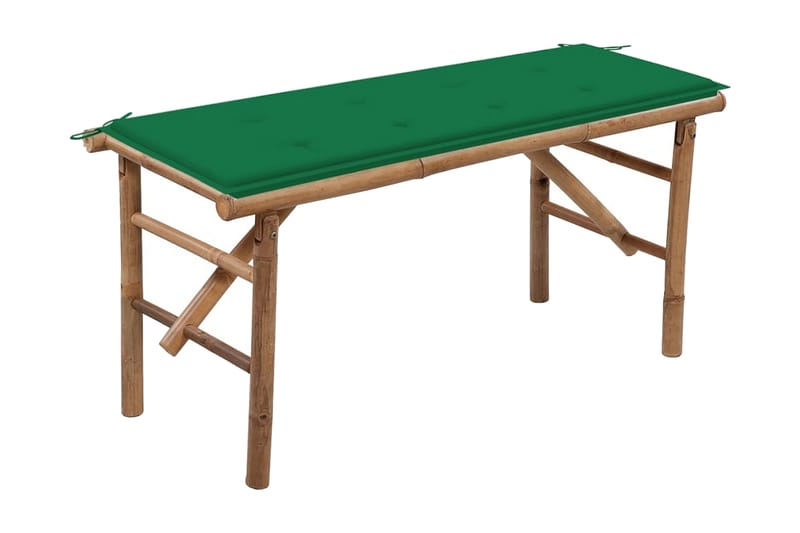 Foldbar Havebænk Med Hynde 118 cm Bambus - Brun - Havemøbler - Havesofaer & bænke - Udendørs bænk & havebænk