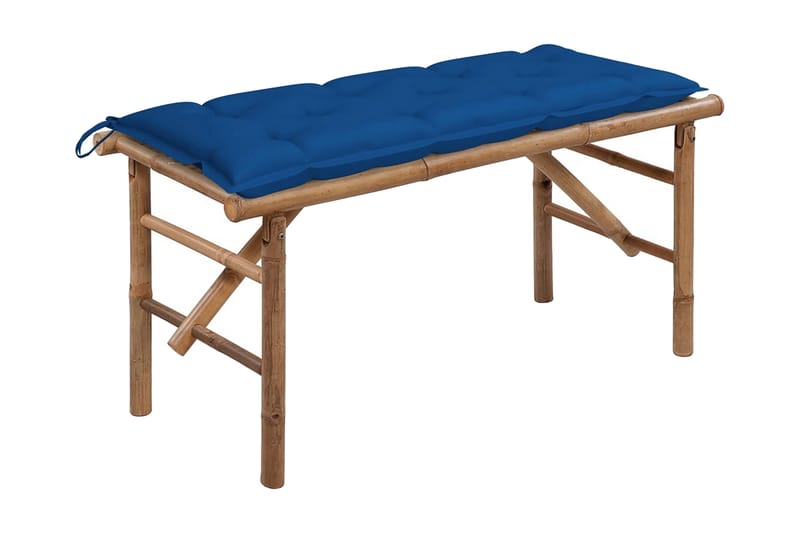Foldbar Havebænk Med Hynde 118 cm Bambus - Brun - Havemøbler - Havesofaer & bænke - Udendørs bænk & havebænk
