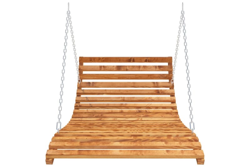 gyngeseng 143x120x65 cm massivt grantræ med teakfinish - Brun - Havemøbler - Havesofaer & bænke - Gyngesofa