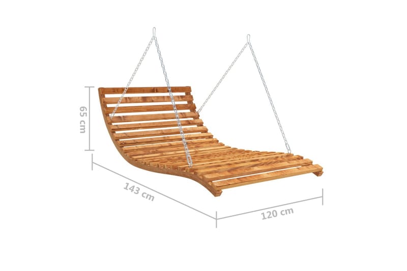 gyngeseng 143x120x65 cm massivt grantræ med teakfinish - Brun - Havemøbler - Havesofaer & bænke - Gyngesofa