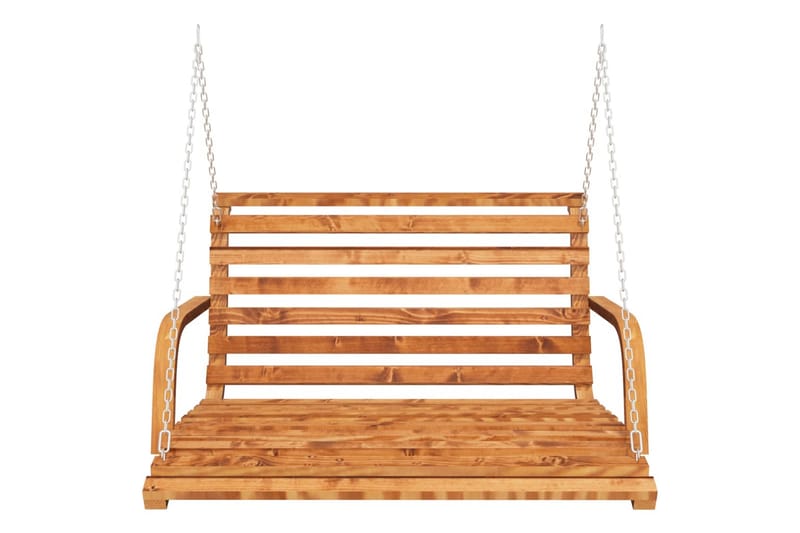 gyngesofa 91x130x58 cm massivt grantræ med teakfinish - Brun - Havemøbler - Havesofaer & bænke - Gyngesofa