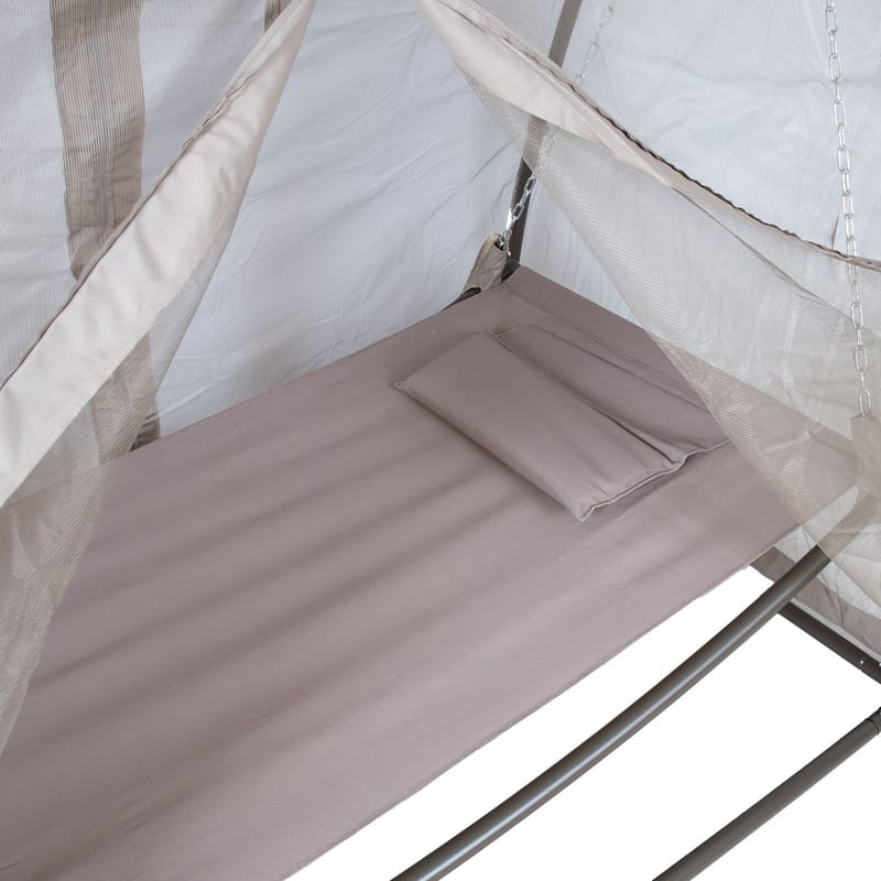 Hængekøje HOME4YOU Sunday med baldakin taupe - Taupe / beige - Havemøbler - Havesofaer & bænke - Hængekøjer