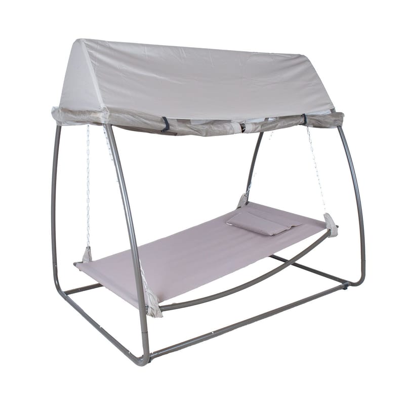 Hængekøje HOME4YOU Sunday med baldakin taupe - Taupe / beige - Havemøbler - Havesofaer & bænke - Hængekøjer