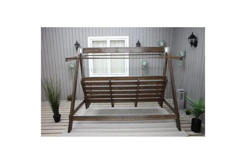 hængekøje Pelle med tag - Brun og beige - Havemøbler - Havesofaer & bænke - Gyngesofa