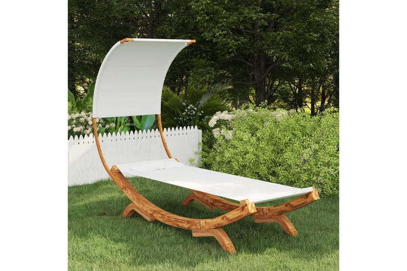 hængekøje m.baldakin 100x216x162cm grantræ cremefarvet - Creme - Havemøbler - Havesofaer & bænke - Hængekøjer