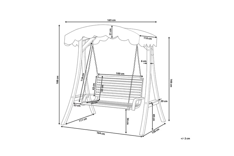 Andria hængesofa 164 cm - Træ / natur - Havemøbler - Havesofaer & bænke - Hængesofaer