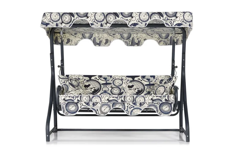 Gowanda 3-Pers. Hængesofa med Tag, Blå/Hvid/Grå