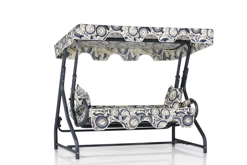 Gowanda 3-Pers. Hængesofa med Tag - Blå/Hvid/Grå - Havemøbler - Havesofaer & bænke - Hængesofaer