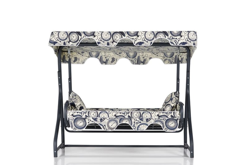 Gowanda 3-Pers. Hængesofa med Tag - Blå/Hvid/Grå - Havemøbler - Havesofaer & bænke - Hængesofaer