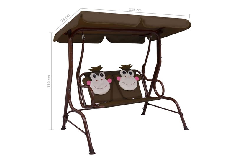 Gyngebænk Til Børn 115x75x110 cm Stof Brun - Brun - Havemøbler - Havesofaer & bænke - Hængesofaer