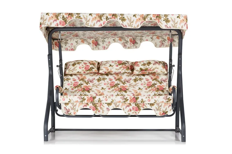 Icterina 3-Pers. Hængesofa med Tag, Blommig/Grå