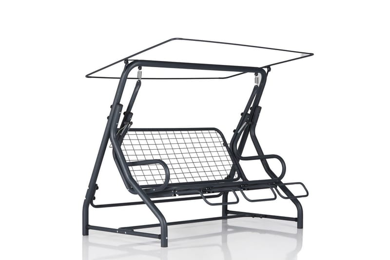 Jaudling 3-Pers. Hængesofa med Tag - Blommig/Grå - Havemøbler - Havesofaer & bænke - Hængesofaer