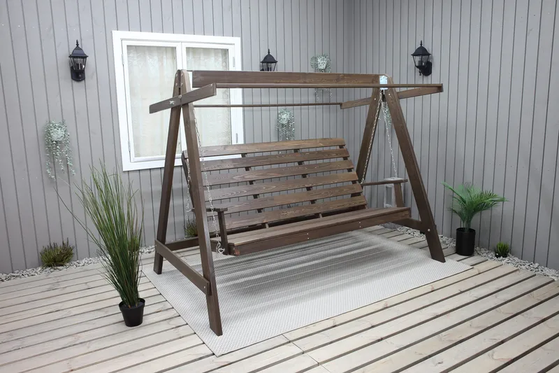 Pelle 3-Pers. Hængesofa uden tag, Brun