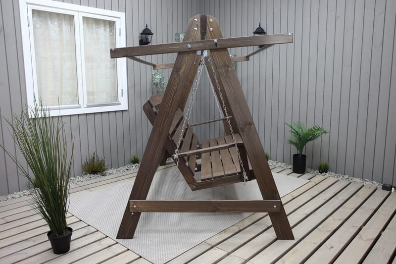 Pelle 3-Pers. Hængesofa uden tag - Brun - Havemøbler - Havesofaer & bænke - Hængesofaer