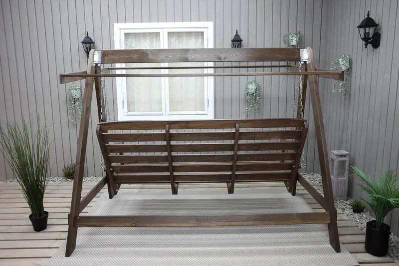 Pelle 3-Pers. Hængesofa uden tag - Brun - Havemøbler - Havesofaer & bænke - Hængesofaer