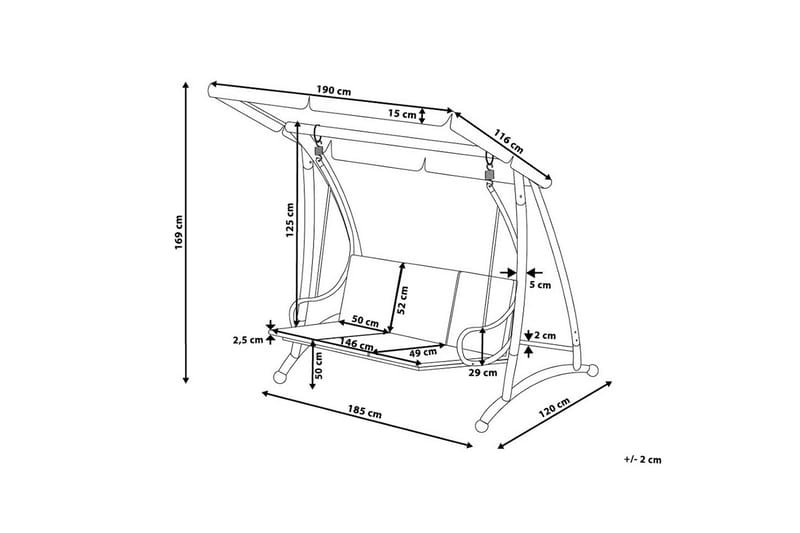 Temple hængende sofa 190 cm - Grå - Hængesofaer