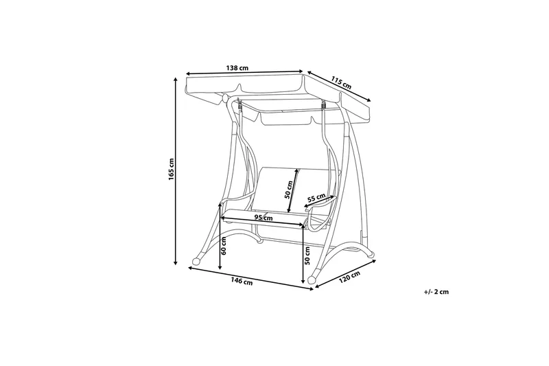 Tesero hængesofa 146 cm - Grå - Havemøbler - Havesofaer & bænke - Hængesofaer